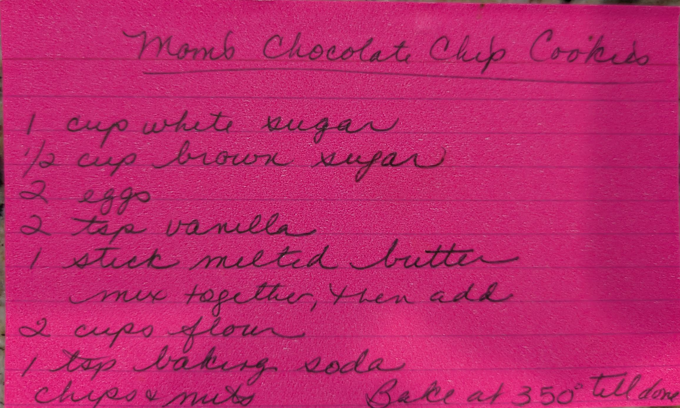 Jessica Belsky's Handwritten Cookie Recipe