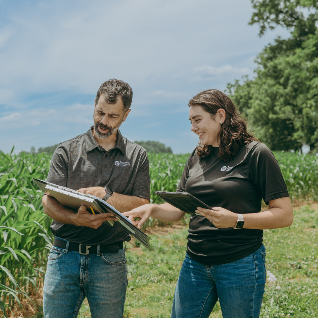 Lancaster Farm Trust, Man and woman reviewing plans