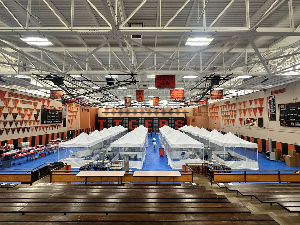 Sharon High School Gymnasium (Sharon, PA) transformed into a dental clinic
