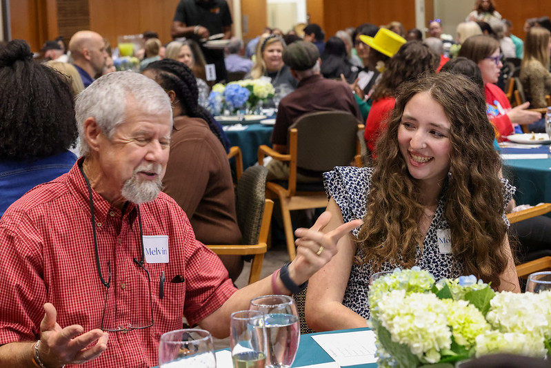 San Antonio Area Foundation Generations Over Dinner Event, two diners chatting