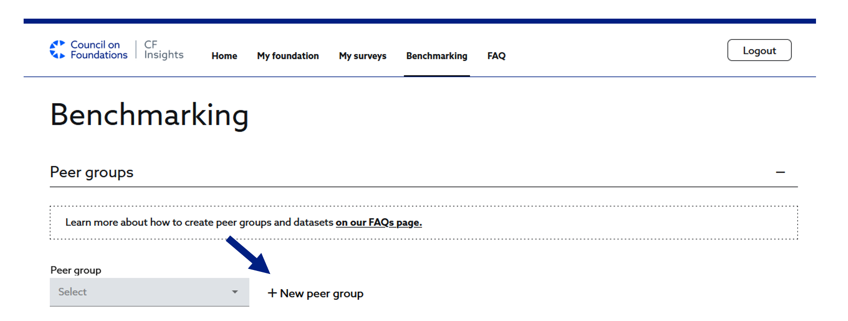 Select + New peer group