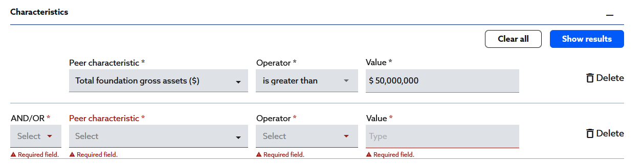 Required fields must be filled