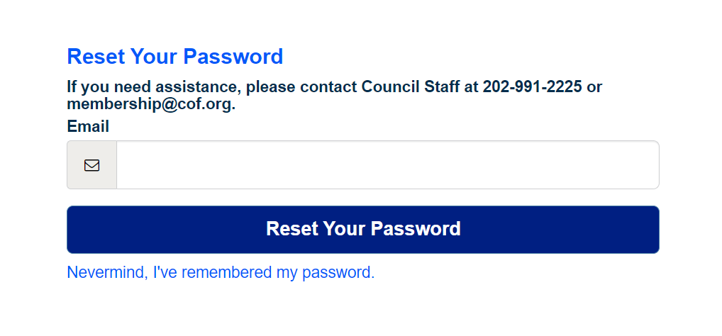 Enter your email address and click Reset Your Password