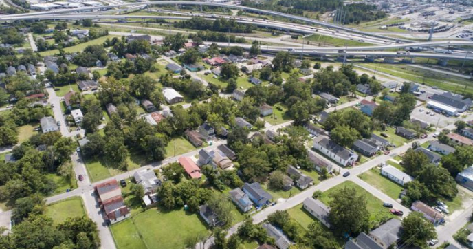 The North Charleston neighborhood of Union Heights with Interstate 26 sprawling in the background.